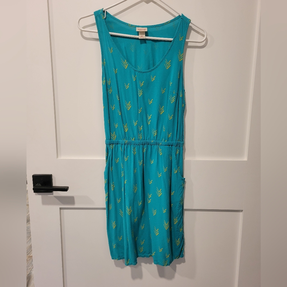 Mossimo Teal Dress with Yellow Pattern